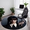 1 Stück Wednesday Addams Teppich, Runder Rutschfester Langlebiger Großer Büroteppich, Geeignet für Büro, Schöne Dekoration