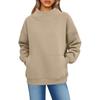 Damen Modisch Lässig Einfarbig Rundhals Langarm Tasche Sportlich Lässig Pullover Sweatshirt Top