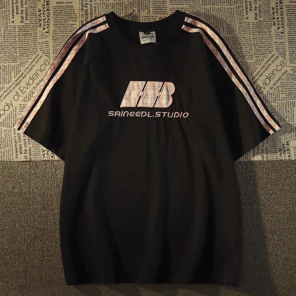 Summer Short Sleeve t T-shirt Men's English Graffiti Letter Printing Stylish T-shirt Cotton Fashion Brand Top