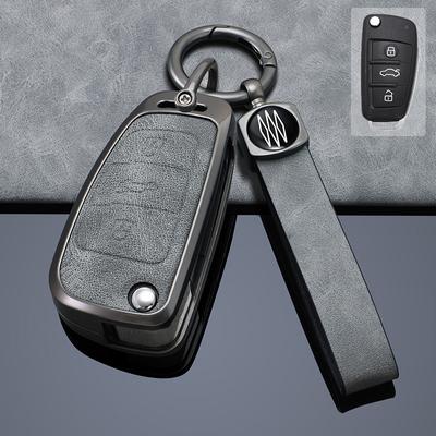 Pouzdro na klíče od auta ze slitiny zinku a kůže pro A1 A3 A4 A5 A6 A7 A8 Q3 Q5 Q7 R8 C5 C6 TT S3 S5 S6 S4 RS5 RS6 2003-2015, výklopné dálkové ovládání