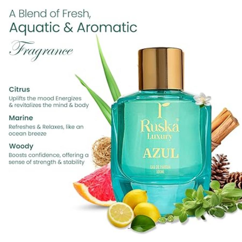 AZUL Unisex Perfume, 100ml | |Rich, Woody & Spicy Fragrance Spray | Long Lasting Perfume for Men & Women |