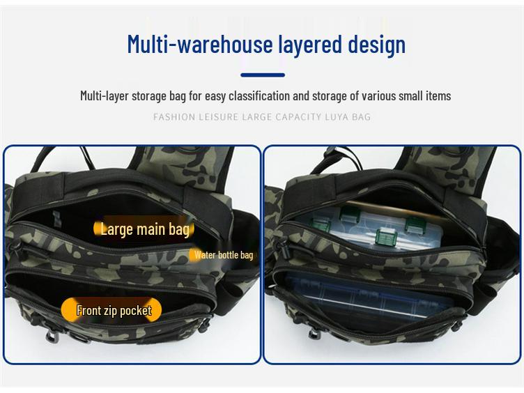 Multifunctional Fishing Waist & Crossbody Bag with Large Capacity for Rods and Tackle