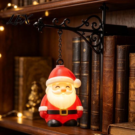 Battery Operated Bookshelf Lamp Christmas Lamp, Nook Light with Warm LED Nightlight, 3D Printed Shade, Cordless Book Vintage Hidden Metal Base,