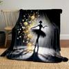 Ballet Silhouette and Floating Petals print blanket soft and cozy perfect for the living room bed sofa or a nap,gift