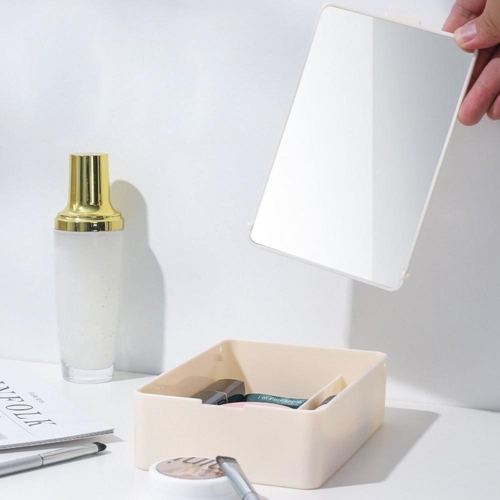 

Portable Makeup Mirror Folding Tabletop Mirror New Storage Mirror Dormitory білий
