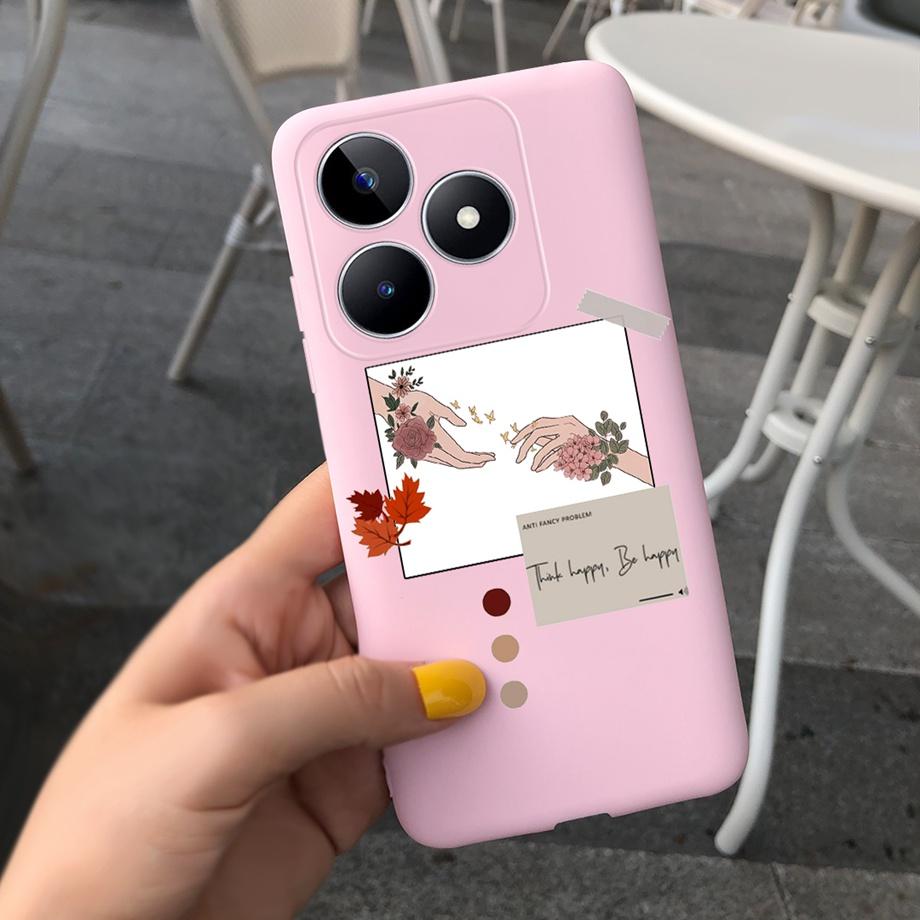 For Realme C53 C51 Cases Shockproof Soft Luxury Silicone TPU Bumper Case For RealmeC51 C 51 C 53 Flower Painting Girly Capa Etui