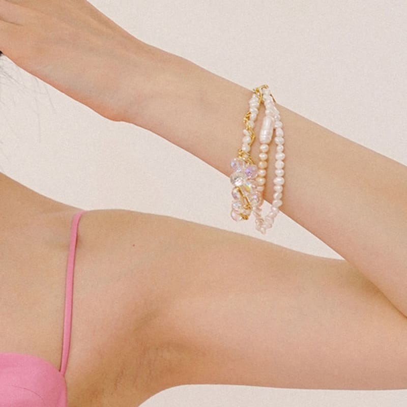 LAYERMOOD [PEARL&DRAPE]Three pearl crystal BR