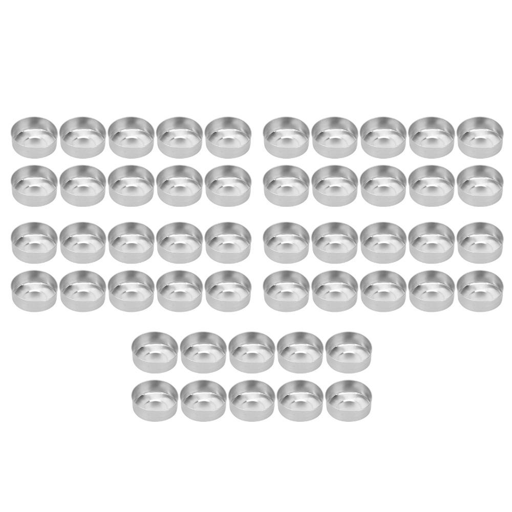 50 Pcs 1.37 X 1.37 X 0.55 In Candle Mold Container Aluminum Candle Shells for Outdoor Activities