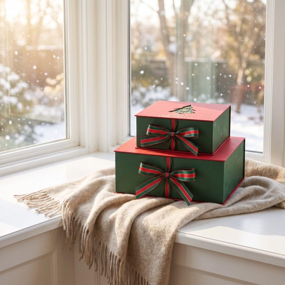 Xmas Tree Christmas Wrapping Box Flip-Top Holiday Wrapping Box Christmas Gifts Box Christmas