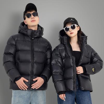 New Autumn and Winter Men's Black Gold Down Cotton Coats, Men's and Women's Short Thickened Warm Cotton Coats, Couple's Bread Coats