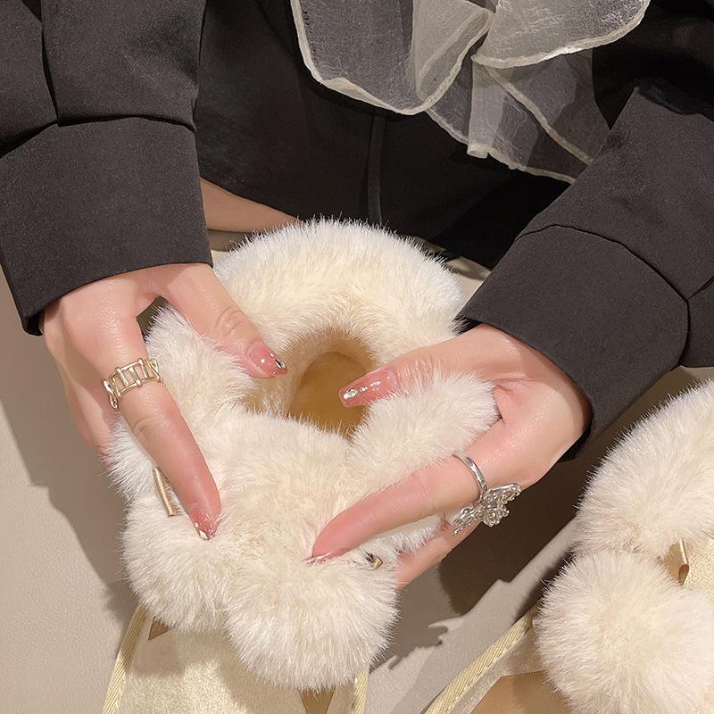 Cizme de zăpadă pentru femei iarnă noi drăguțe de catifea îngroșate cu un pedală calde pantofi pâine student pantofi de bumbac