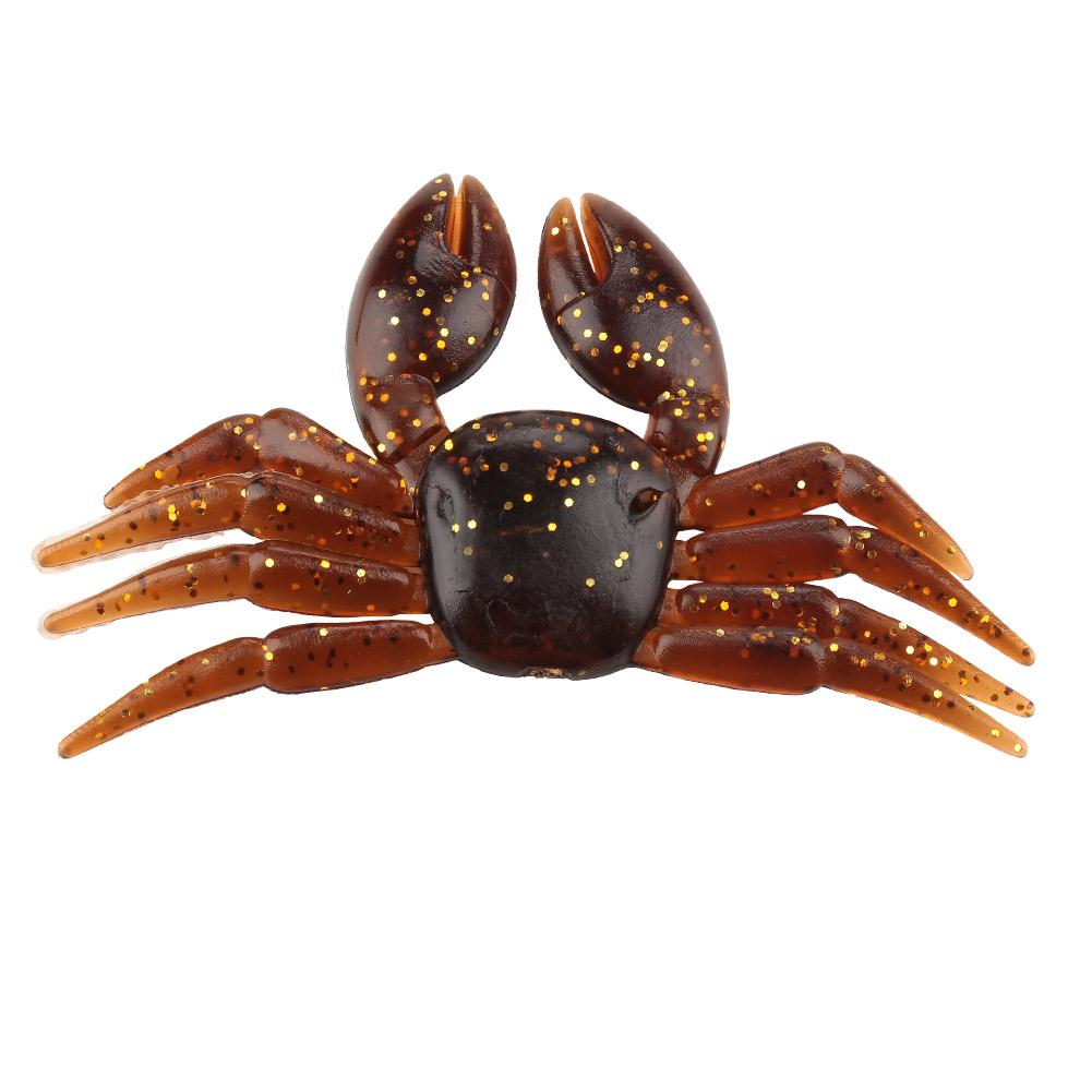 5Pcs Lot PVC Soft Lifelike Fishing Lures Crab Artificial Bait Tackle Accessories (Brown)