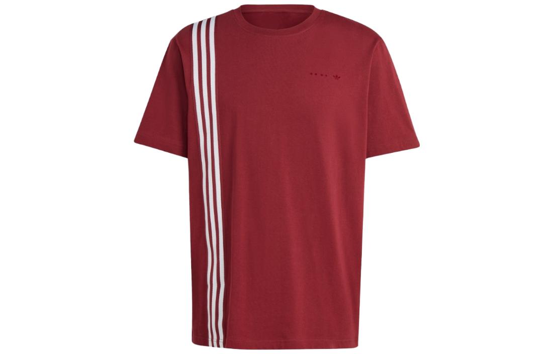 Adidas T Shirts Men s Dark Red Crew Neck Moderate Straight Fit IC8403 XXL