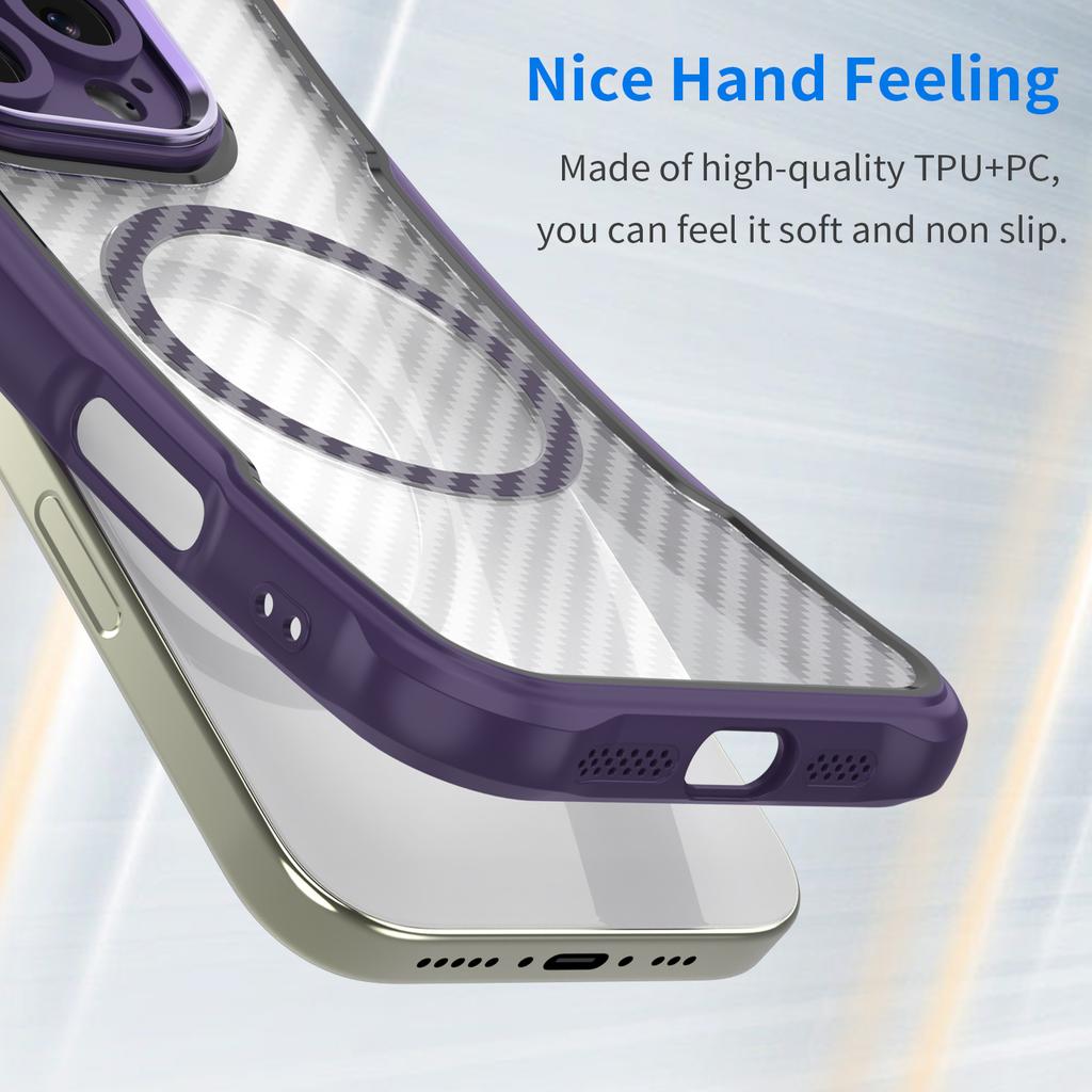 For iPhone 17 Case Compatible with MagSafe Hybrid Phone Cover Carbon Fiber