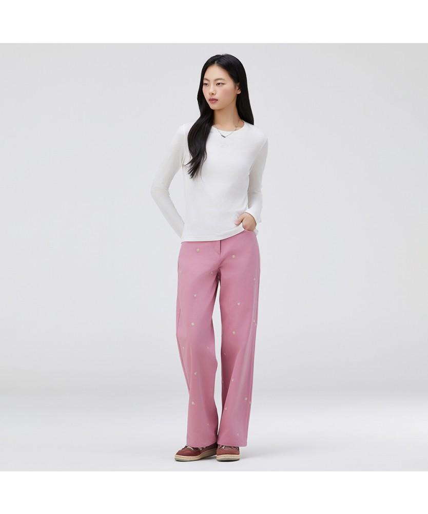 THURSDAY ISLAND Flower Motif Embroidered Pants_T262Mpt142W