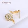18K Real Gold Plated Zircon Inlaid Round Post Earring Findings Accessory With Pearl Pendant Mounting,DIY Earring Jewelry Making