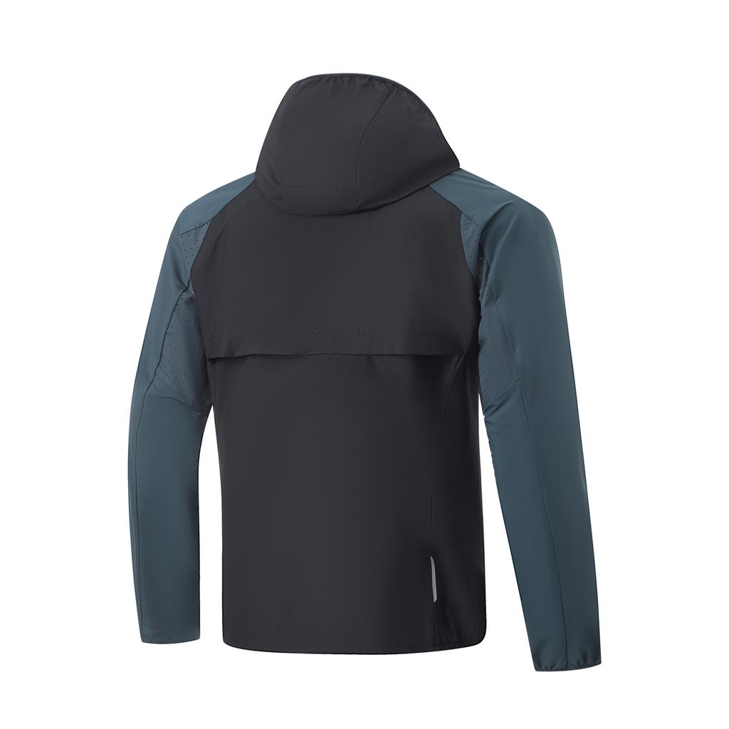 Li-Ning Reflective Water-Resistant Slim-Fit Hooded Sports Jacket Men Outerwear Black Dark-Blue AFDU489-1