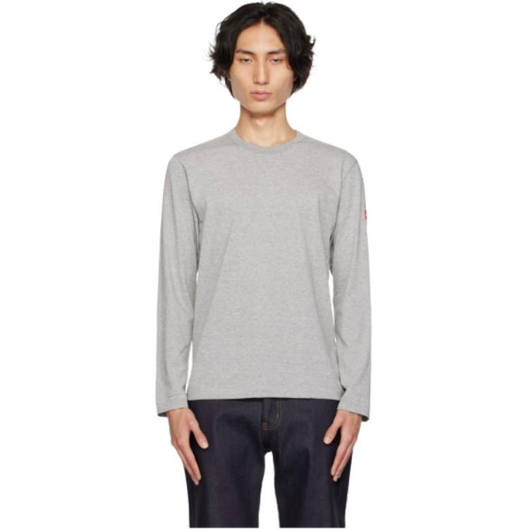 Comme des Garçons PLAY COMME des GARCONS PLAY FW25 x Invader Double Pixel Heart Long Sleeve T-Shirt 'Gray' Men's AZ-T330-051-2
