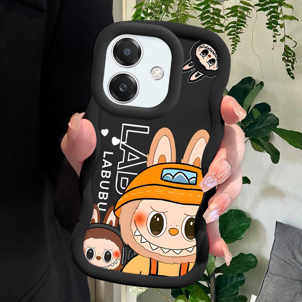 

Милый мягкий чехол Labubu для телефона Samsung Galaxy A52 A73 A12 S24 Ultra 5G S23 S22 S21 S20 FE с волнистым краем, противоударный защитный резиновый чехол Samsung A33 5G чёрный