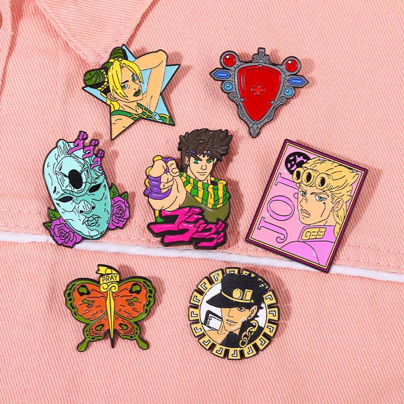 Creative Jojo Cartoon Character Enamel Badge Featuring Jotaro And Jolyne In Unique Design