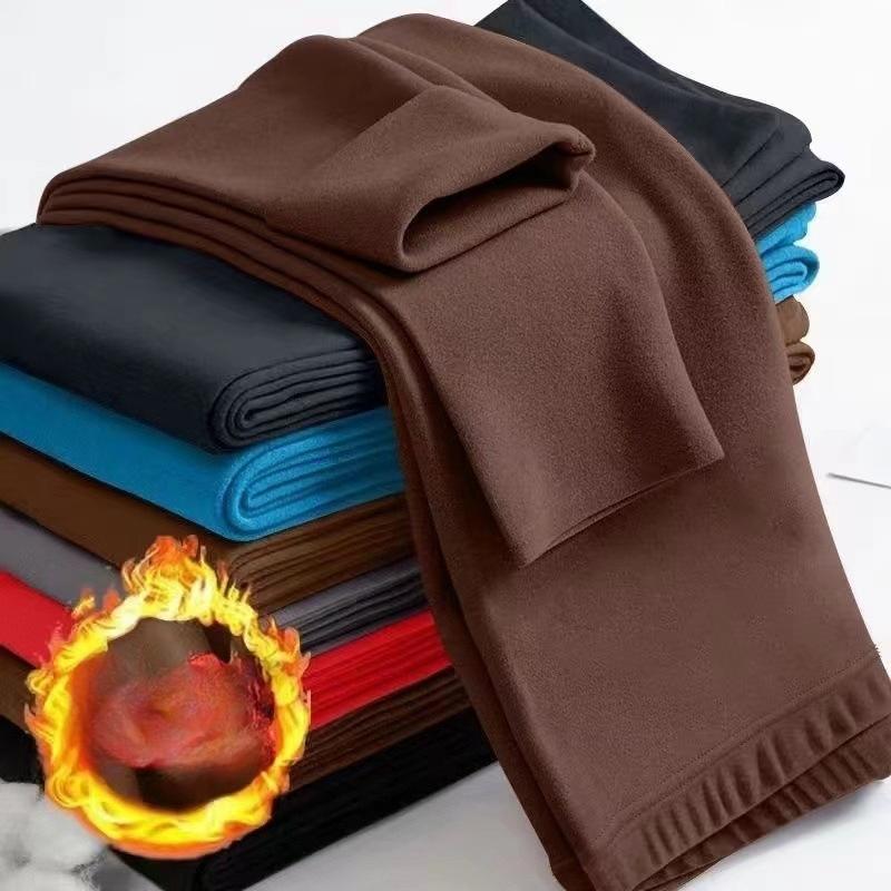 Pantaloni termici fără cusături pentru bărbați, amestec de lână, cu genunchiere pentru iarnă