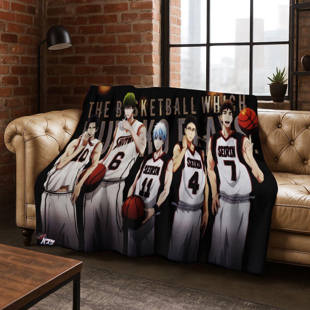 Anime Kuroko's Basketball Cartoon Art Flannel Blanket,Cozy Soft Throw Blanket for Home Bedroom Bed Sofa Picnic Cover Gift Kids