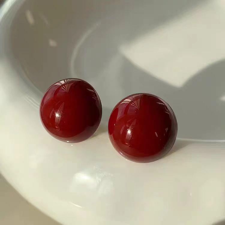 Cercei Ancola Roșu Argintiu Geometrici cu Picătură de Ulei - Modă Retro Manșete de Urechi High-End pentru Femei