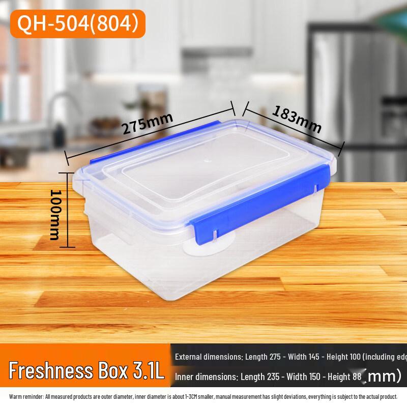 ZISIZ Transparent Rectangular Food Storage Container with Lid