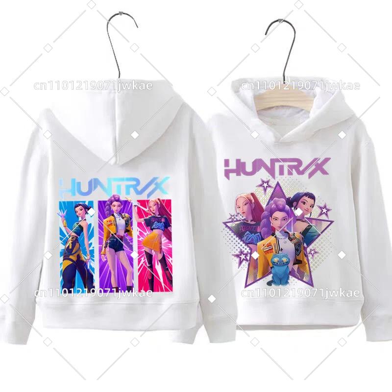 Fall Winter Casual Fashion Warm Pullover Sweatshirt KPop Demon Hunters Front Back Print Boys Girls Hooded Sweatshirt Children's