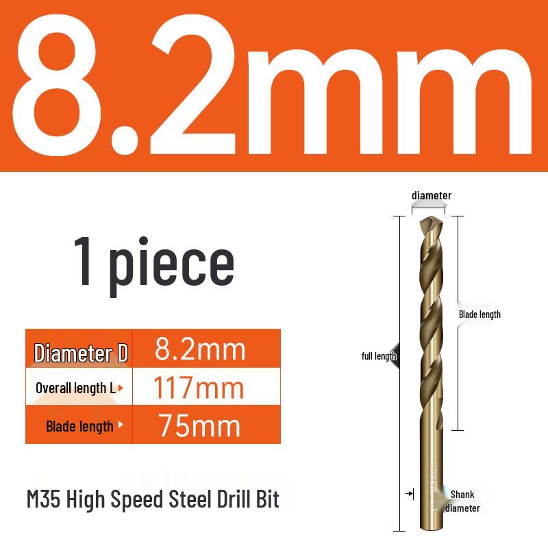 M35 Cobalt Twist Drill Bits Set for Stainless Steel, High Hardness, Straight Shank, Hand & Electric Drills