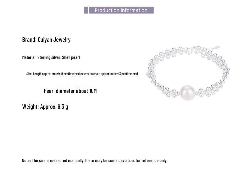 Cuiyan S925 Sterling Silver Korean Style Pearl & Bead Bracelet for Women – Unique Design Gift Jewelry