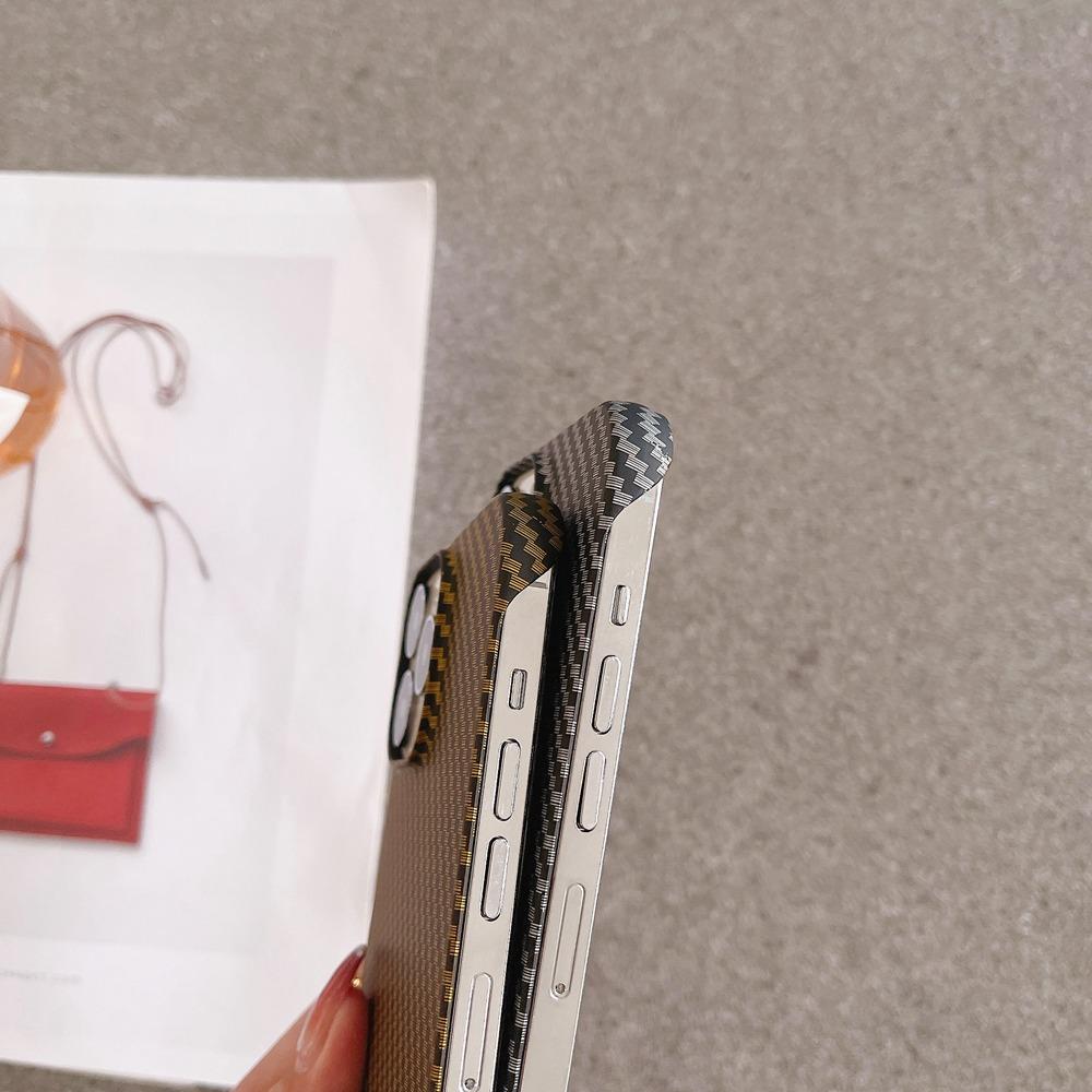 Schlanke, harte PC-Hülle ohne Rahmen für iPhone 14 13 11 12 Pro Max Mini Xr X Xs 7 8 Plus Karbonfasermuster mit Lanyard-Loch