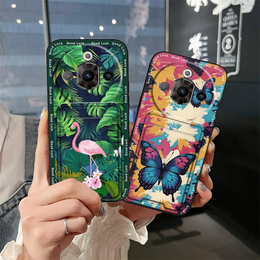 Waterproof Back Cover Phone Case For ZTE Nubia Focus Pro 5G Card slot Graffiti Silicone Dirt-resistant TPU Anti-knock