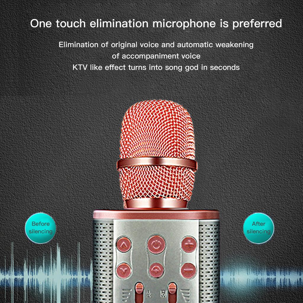 Wireless Bluetooth Karaoke Microphone Portable KTV Mic with Voice Changer Rechargeable Home Party Singing Speaker