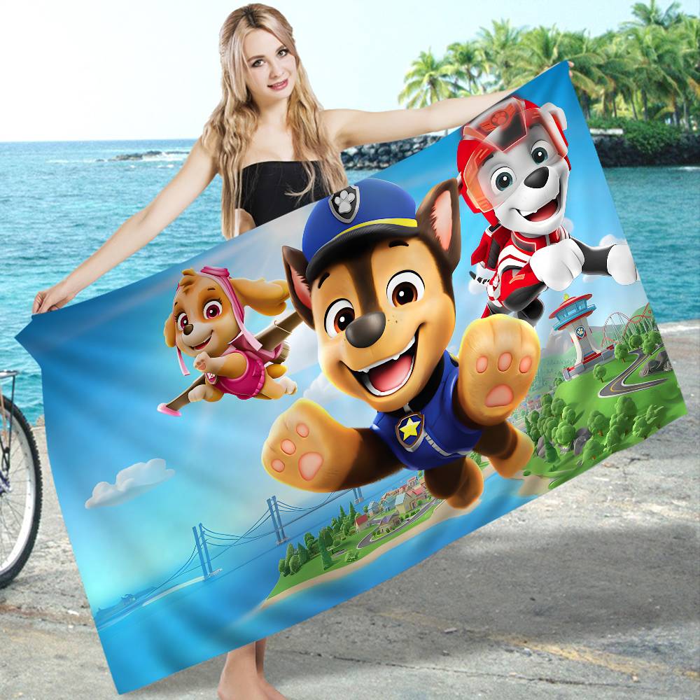 Cartoon P-Patrol Cute Dog Microfiber Blanket Quick Drying Beach Towels Oversized Printing Super Absorbent Pool Towel Blanket
