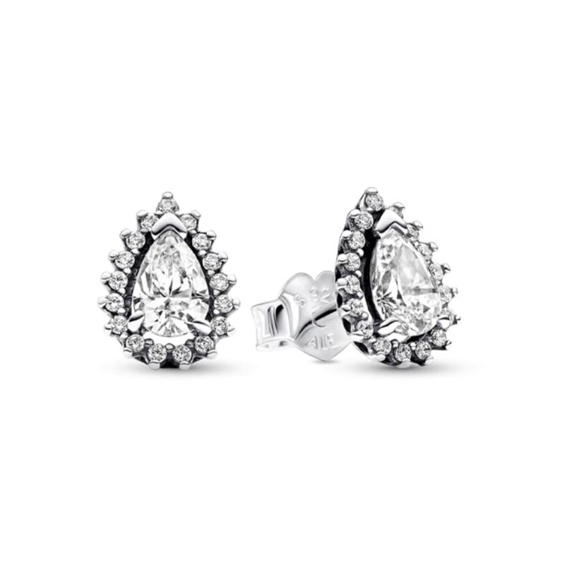 Pandora Sparkling Pear Shape 925 Silver Synthetic Cubic Zirconia Stud Earrings Women s Silver 292834C01 серебряный