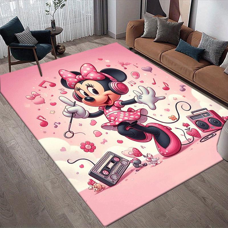 1pc Cute Minnie Pattern Area Rug Soft Flannel Floor Mat for Living Room,Office,Bedroom and Carpet