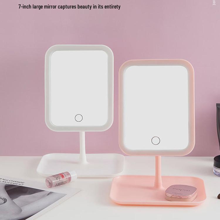 Rechargeable LED Makeup Mirror with Adjustable Three-Color Natural Light and One-Touch Control for Dressing Table