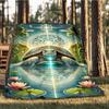 1pc Turtle Pond Mandala Throw Blanket Polyester Fiber, Lightweight Flannel, Soft & Warm, All Season Use for Outdoor, Camping Digital Print