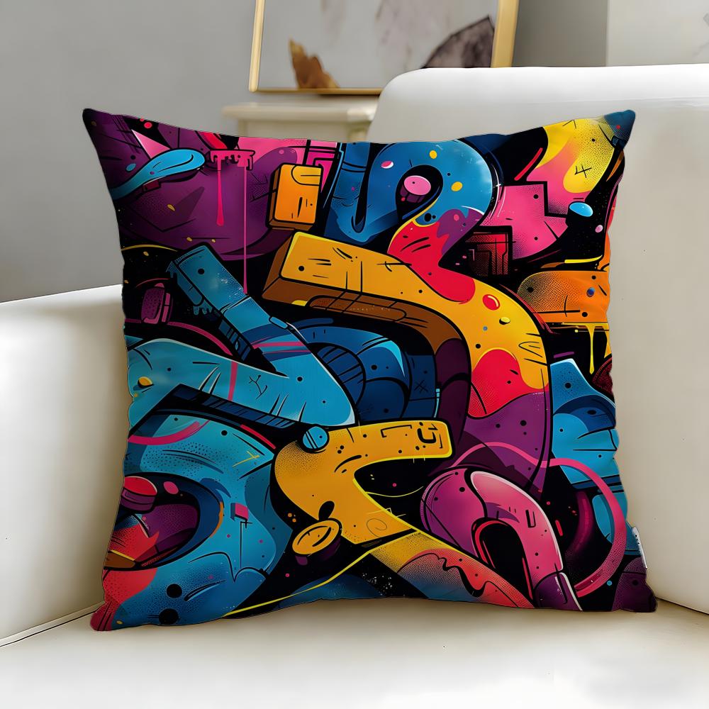 Federa Cuscino con Texture Graffiti da Strada Morbida e Facile da Lavare – Versatile Per Divano, Letto, Viaggio E Ufficio
