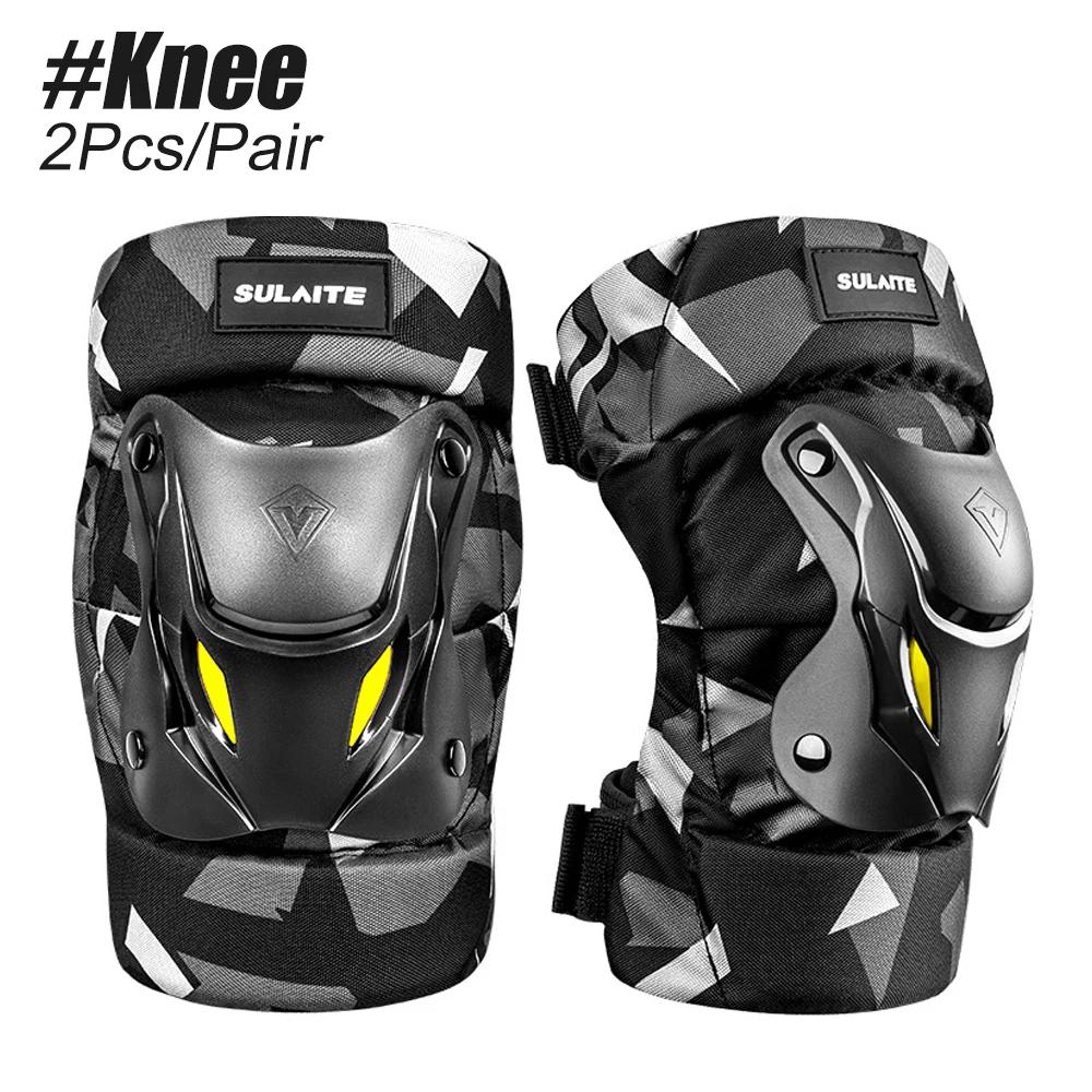 1 Pair Motorcycle Knee Shin Guard Pads Black Adjustable Knee Cap Pads Protector Armor For Motocross Racing Mountain Biking