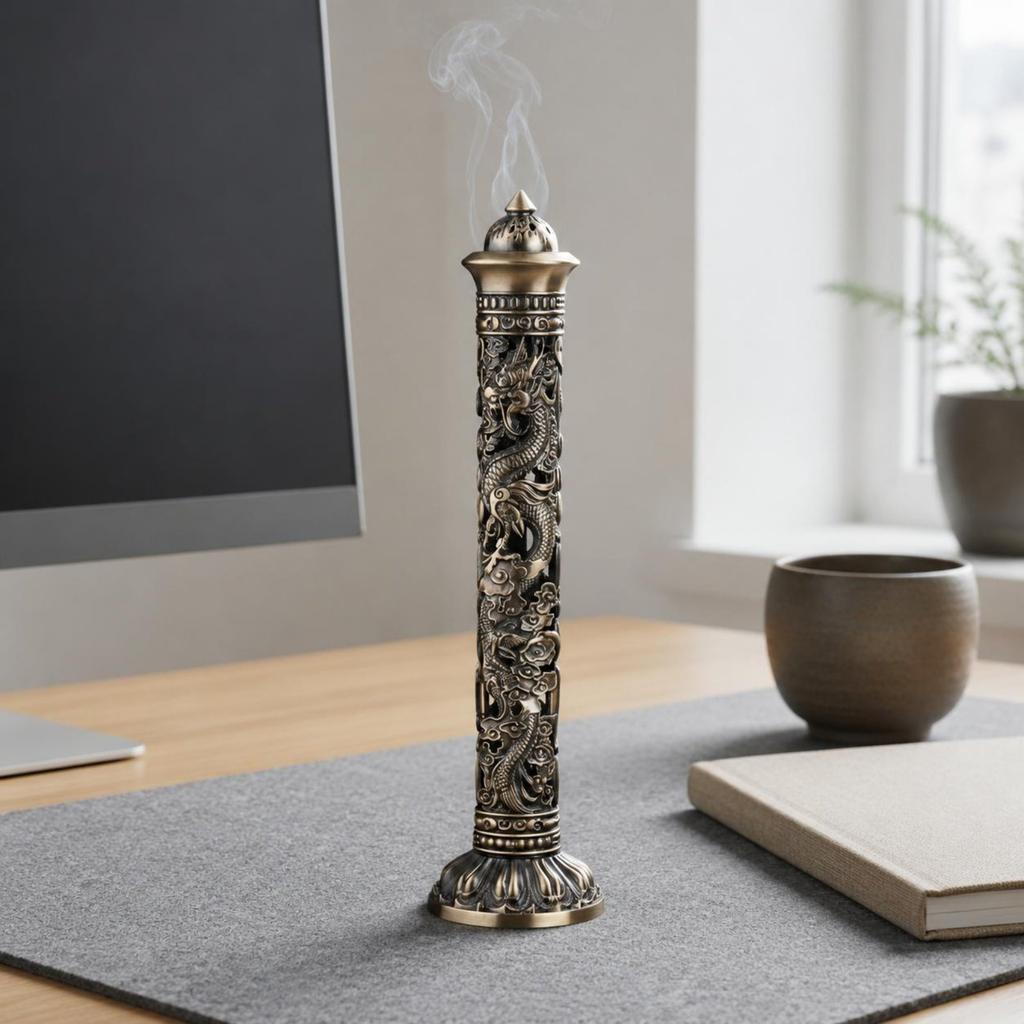 Dragon Carved Incense Burner Chinese Design Dragon Incense Burner Home Decor Artisanal Look