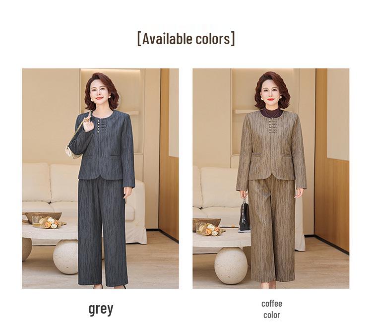 Spring 2026 Stylish Suit: Mother's Day Top & Jacket Set for Middle-Aged Women