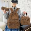 Schoolbag Wholesale New Teen School Bag Corduroy Printing Primary School High School College Student Double Shoulder Back Computer Bag