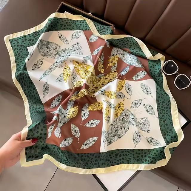 Luxury Satin Imitation Print Silk Scarf Square Women Neck Scarves Wrap Headkerchief Beach Hair Band Women's Bandana
