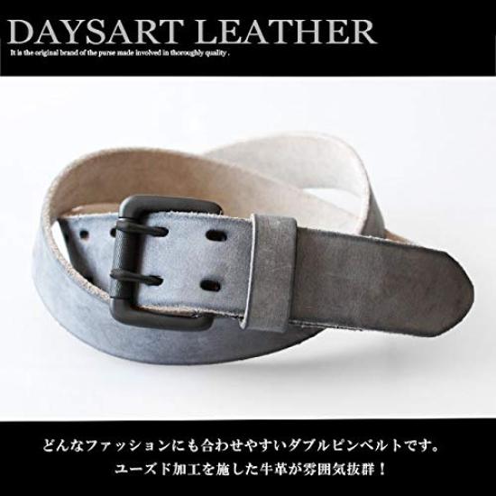 Genuine Large Nubuck Double Buckle Vintage Finish [Days Art] Belt, Leather, Cowhide, Size, Long, Leather, Brushed, Hole, Belt,