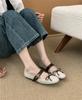 Internet Celebrity Square Head Women's Shoes Autumn New Flat Bow Single Shoes Ballet Silver Belt Buckle Mary Jane Shoes
