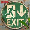 Vintage Grön Nödutgångsskylt Metallväggkonst Vit Pil Vattentät HD-tryck Enkel montering