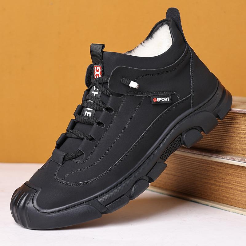 

velvet cotton shoes men s shoes dad shoes winter dad shoes thickened velvet high-top shoes round head men s cotton leather shoes wool shoes 38 чорний