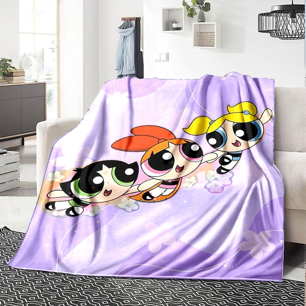 1pc Powerpuff2 Blanket, Gift, for Men and Women, Soft Blanket, Good for Sofa Bed Couch Travel, Lightweight Flannel Blanket